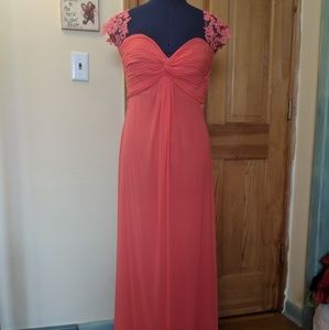 La Femme Coral Prom Gown